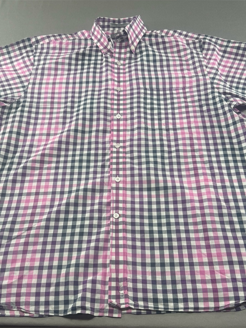 Daniel Cremieux Men’s L Short Sleeve Button Down Shirt Plaid Pink Purple Black